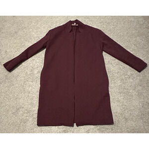 Philosophy Women Small Cardigan‎ Open Front Longline Burgundy Red